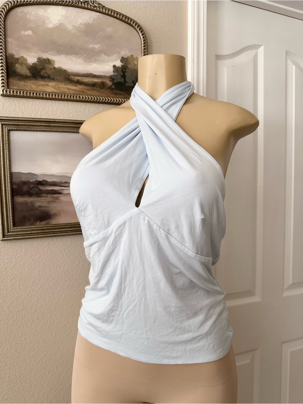 Guess Light Blue Halter V-Neck Camisole